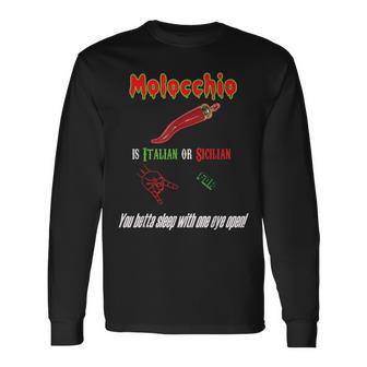 Molocchio Italian Sicilian Evil Eye Hand Horns Long Sleeve T-Shirt T-Shirt | Mazezy