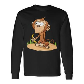 Monkey Grivet Rhesus Macaque Crab-Eating Macaque Long Sleeve T-Shirt | Mazezy