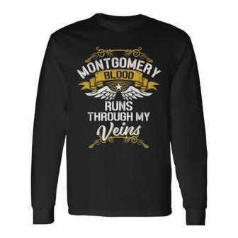 Montgomery Blood Runs Through My Veins Long Sleeve T-Shirt - Seseable