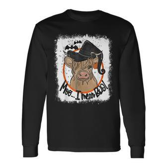 Moo I Mean Boo Ghost Witch Cow Bleached Halloween Long Sleeve - Monsterry CA