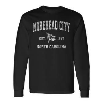 Morehead City North Carolina Nc Vintage Boat Anchor Flag Long Sleeve T-Shirt T-Shirt | Mazezy