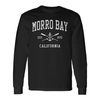Morro Bay Ca Vintage Crossed Oars & Boat Anchor Sports Long Sleeve T-Shirt T-Shirt | Mazezy