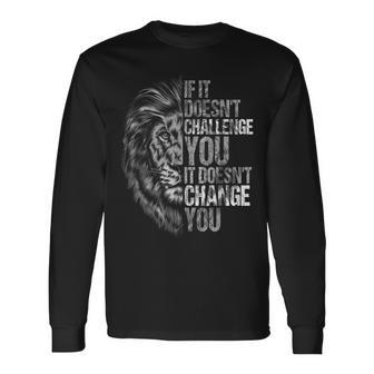 Motivation Workout And Gym Quotes Lion Mindset Training Long Sleeve T-Shirt T-Shirt | Mazezy