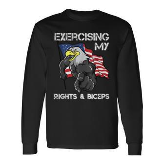 Motivational Workout Fitness Pun Fun Eagle American Patriot Long Sleeve T-Shirt T-Shirt | Mazezy