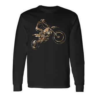 Motorcross Dirt Bike Racing Camo Camouflage Motorcycle Rider Long Sleeve T-Shirt T-Shirt | Mazezy