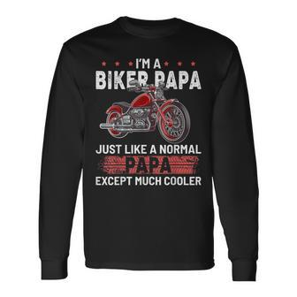 Motorcycle Biker Papa Dad Grandpa Long Sleeve T-Shirt T-Shirt | Mazezy