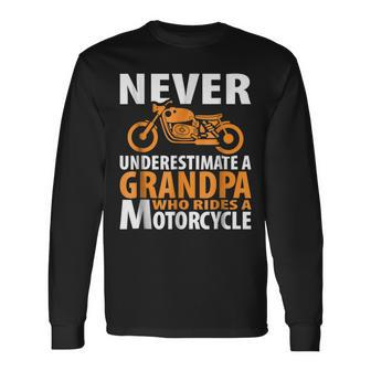 Motorcycle Grandpa Who Rides Biker Dad Long Sleeve T-Shirt T-Shirt | Mazezy