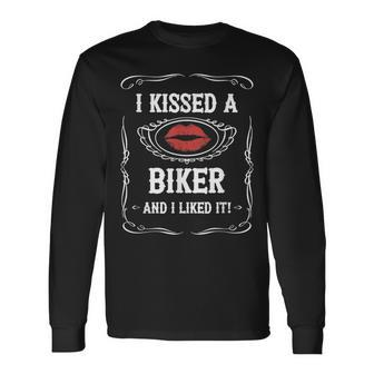 Motorcycle I Kissed A Biker And I Liked It Long Sleeve T-Shirt T-Shirt | Mazezy