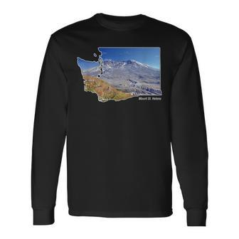 Mount St Helens Map Washington Volcano Long Sleeve T-Shirt | Mazezy