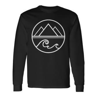 Mountains Waves Nature Outdoor Surf Hiking Hiker Surfer Long Sleeve T-Shirt - Monsterry CA