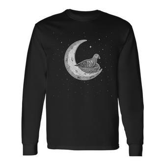 Mourning Dove In Crescent Moon Long Sleeve T-Shirt | Mazezy