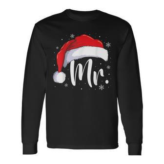 Mr Mrs Claus Christmas Couples Matching His And Her Pajamas Long Sleeve T-Shirt - Monsterry UK