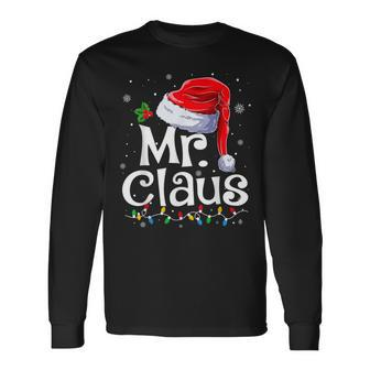 Mr And Mrs Claus Couples Matching Christmas Pajamas Santa Long Sleeve T-Shirt - Seseable
