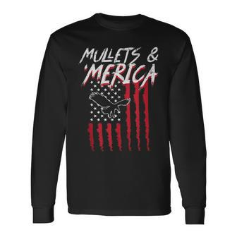 Mullets Merica Eagle Us American Flag 4Th Of July Patriotic Long Sleeve T-Shirt - Monsterry UK