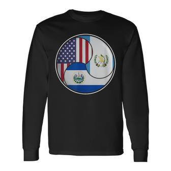 Multiculti Heritage El Salvador Guatemala And The Usa Long Sleeve T-Shirt - Seseable
