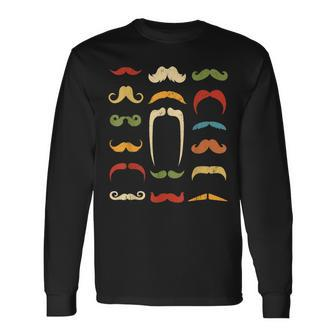 Mustache Styles Vintage Retro Hipster Mustache Long Sleeve T-Shirt - Seseable