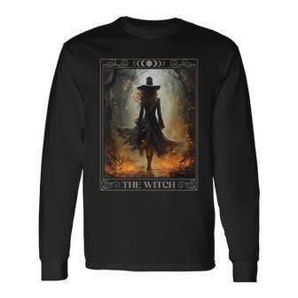 Mystical Witch Tarot Walking In The Forest Halloween Gothic Long Sleeve - Seseable