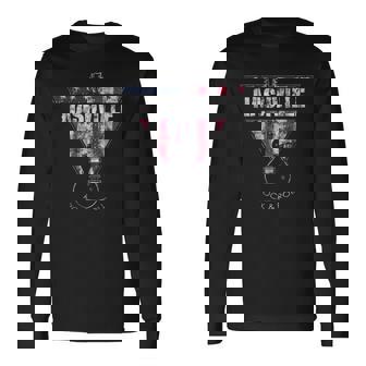 Nashville Souvenir Vintage American Flag Guitar Player Long Sleeve T-Shirt | Seseable UK