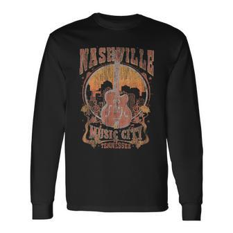 Nashville Tennessee Guitar Country Music City Guitarist Long Sleeve T-Shirt - Seseable