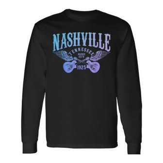 Nashville Tennessee Guitar Player Vintage Country Music City Long Sleeve T-Shirt T-Shirt | Mazezy