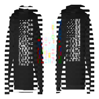 National Hispanic Heritage Month Spanish Countries Usa Flag Long Sleeve T-Shirt | Seseable FR