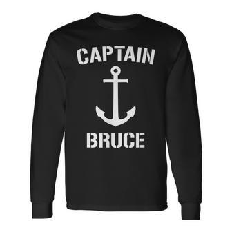 Nautical Captain Bruce Personalized Boat Anchor Long Sleeve T-Shirt T-Shirt | Mazezy