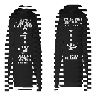 Nautical Captain Kevin Personalized Boat Anchor Long Sleeve T-Shirt T-Shirt | Mazezy
