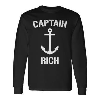 Nautical Captain Rich Personalized Boat Anchor Long Sleeve T-Shirt T-Shirt | Mazezy UK