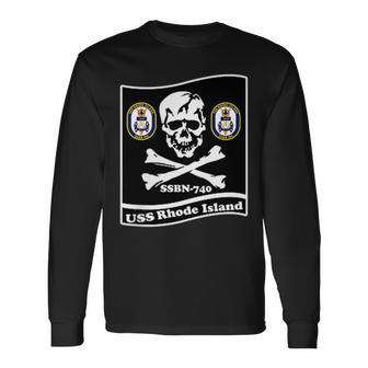 Navy Submarine Uss Rhode Island Ssbn740 Skull Flag Long Sleeve T-Shirt T-Shirt | Mazezy
