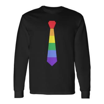 Necktie Suit Tie Tuxedo Gay Pride Flag Color Wedding Long Sleeve T-Shirt T-Shirt | Mazezy