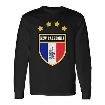 New Caledonia Pocket Coat Of Arms National Pride Flag Long Sleeve T-Shirt T-Shirt | Mazezy