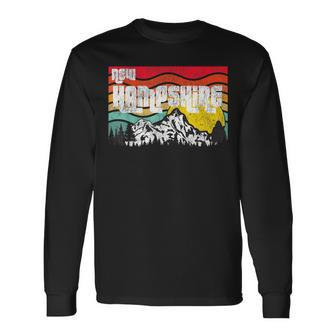 New Hampshire White Mountains Forests Vintage Sunset Retro Long Sleeve T-Shirt | Mazezy