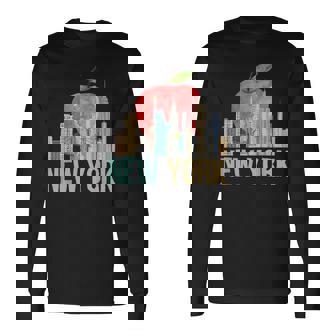 New York City Nyc Iconic Skyline Big Apple Souvenir Long Sleeve T-Shirt | Mazezy
