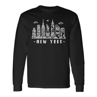 New York City Nyc Ny Skyline Long Sleeve T-Shirt - Monsterry