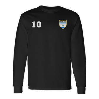 Nicaragua Number 10 Soccer Flag Football Nicaraguan Ten Long Sleeve T-Shirt T-Shirt | Mazezy