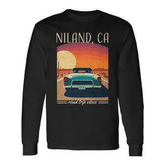 Niland Ca Retro Highway Nostalgic Vintage Car Long Sleeve T-Shirt | Mazezy