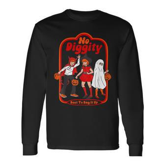 No Diggity Bout To Bag It Up Retro Halloween Trick Or Treat Long Sleeve - Seseable