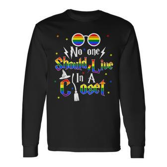 No One Should Live In A Closet Lgbtq Gay Pride Proud Ally Long Sleeve T-Shirt T-Shirt | Mazezy