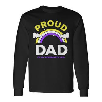 Nonbinary Pride Subtle Proud Non Binary Dad Lgbt Enby Flag Long Sleeve T-Shirt T-Shirt | Mazezy