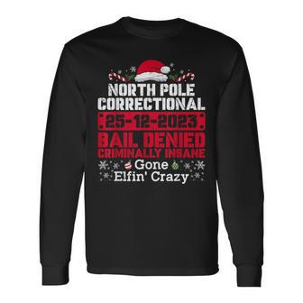 North Pole Correctional Bail Denied Criminally Insane Gone Long Sleeve T-Shirt | Mazezy
