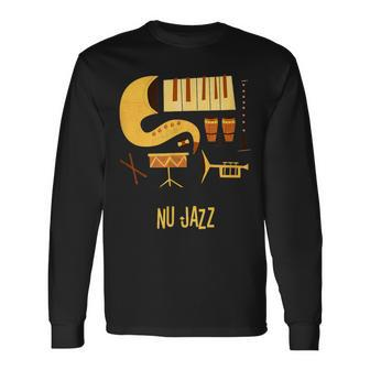 Nu Jazz Vintage Jazz Music Long Sleeve T-Shirt | Mazezy