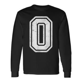 Number 0 White Sports Jersey Vintage Long Sleeve T-Shirt - Seseable