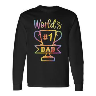 Number 1 Dad Fathers Day For Dad Long Sleeve T-Shirt - Seseable