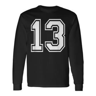 Number 13 Varsity Sports Team Jersey 13Th Birthday 13 Years Long Sleeve T-Shirt - Thegiftio UK