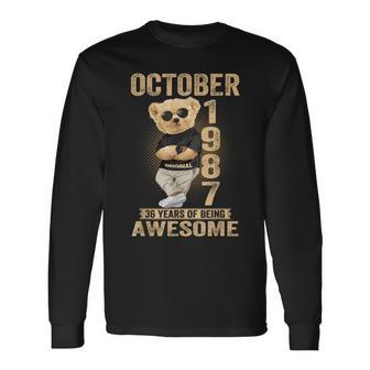 October 1987 36Th Birthday 2023 36 Years Of Being Awesome Long Sleeve T-Shirt - Seseable