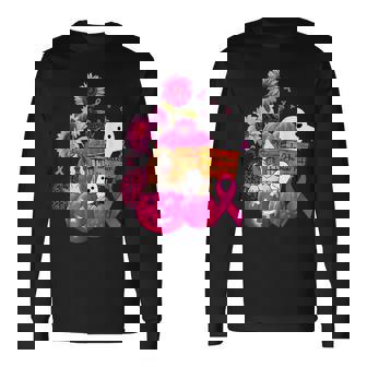 In October We Wear Pink Basset Hound Breast Cancer Halloween Breast Cancer Halloween Long Sleeve T-Shirt | Mazezy