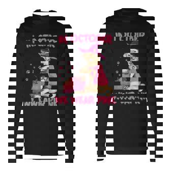 In October We Wear Pink Labrador Retriever Dog Breast Cancer Labrador Long Sleeve T-Shirt | Mazezy