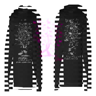 In October We Wear Pink Tree Breast Cancer Awareness Long Sleeve T-Shirt - Seseable