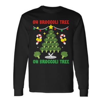 Oh Broccoli Tree Vegetarian Vegan Christmas Long Sleeve T-Shirt - Thegiftio UK