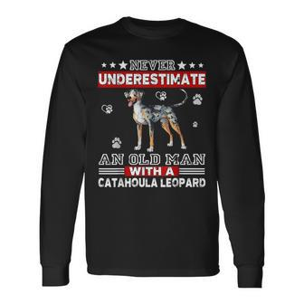 Old Man With A Catahoula Leopard Dog Old Man Long Sleeve T-Shirt T-Shirt | Mazezy